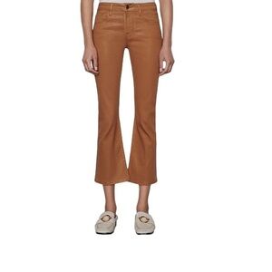 Frame Le Crop Mini Coated Bootcut Jeans Size 27 Tan Kick Flare